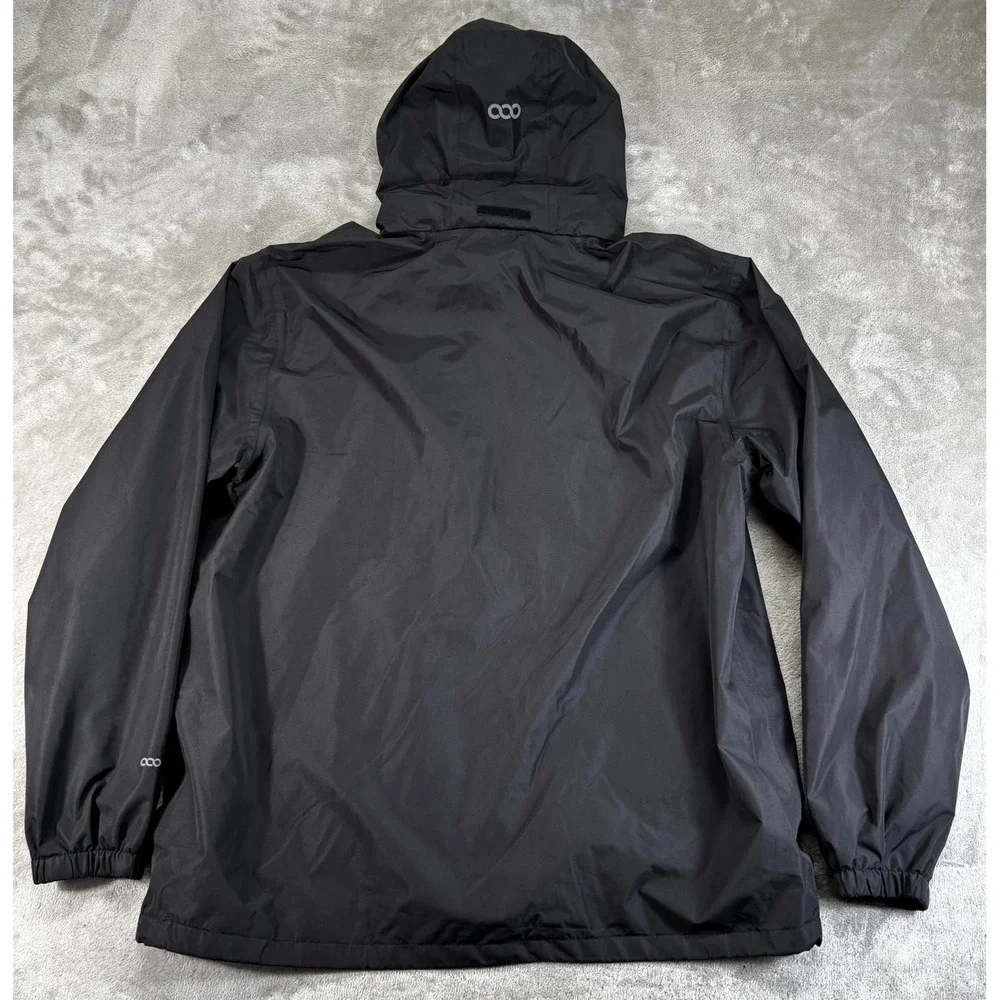 33,000ft Rain Jacket Mens Large Black Excellent Waterproof Hooded Windbreaker
